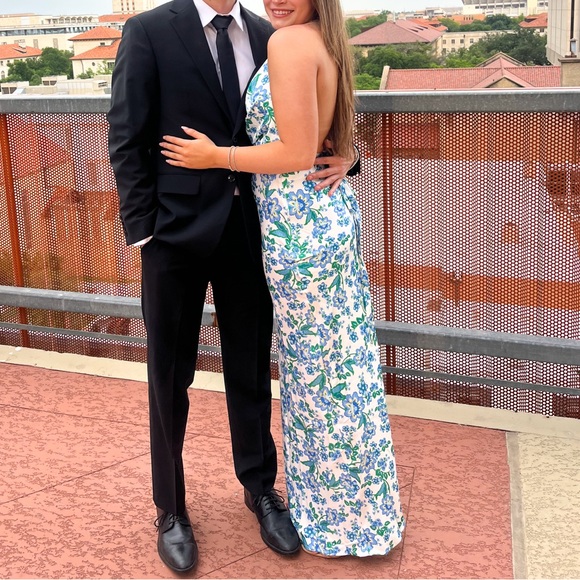 Marcella Blue Floral Formal Maxi Dress Size Small - Picture 4 of 6